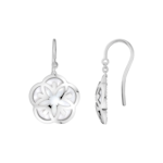 Omega Flower Boucle d'oreille, Cabochon en nacre, Or blanc 18K - E603BC0700105