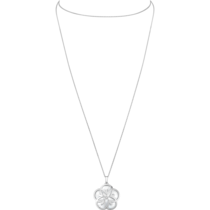 Omega Flower Collier, 18 K Weißgold, Diamanten, Perlmutt-Cabochon - L603BC0400105