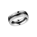 Ladymatic Bague, Or blanc 18K, Céramique noire, Diamants - R604CL01001XX