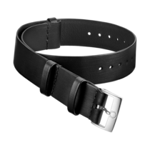 NATO strap - Black leather strap with satin brushed effect - 031CUZ011417
