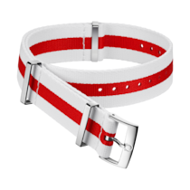 NATO-Armband - Weiß-rotes Polyamidarmband mit 3 Streifen - 031CWZ010640