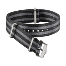 Bracelet NATO - Bracelet en polyamide gris et noir à 5 rayures - 031Z017955