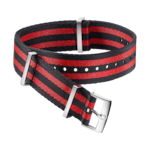 Bracelet NATO - Bracelet en polyamide rouge et noir à 5 rayures - 031ZSZ002042