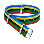 NATO strap - Polyamide 5-stripe blue, yellow, black, green & red strap - 031CWZ010736