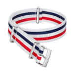 Bracelet NATO - Bracelet en polyamide bleu, blanc et rouge à 5 rayures - 031Z019025