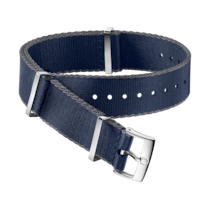 Bracelet NATO - Bracelet en polyamide bleu aux bordures grises - 031CWZ007885