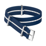Cinturino NATO - Cinturino in poliammide blu con striscia bianca - 031CWZ014677