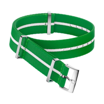 Bracelete NATO - Bracelete em poliamida verde com faixa branca - 031CWZ014689