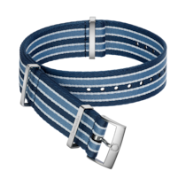 NATO strap - Polyamide striped Summer Blue, dark blue and white strap - 031Z019481