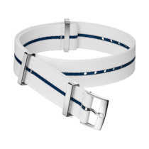 Bracelete NATO - Bracelete em poliamida branca com faixa azul  - 031CWZ014685