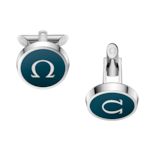 Omegamania Cufflinks, Blue resin, Stainless steel - CA02ST0001105
