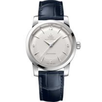 Silver dial watch on Steel case with Leather strap - Seamaster 1948 38 mm, steel on leather strap - 511.13.38.20.02.002