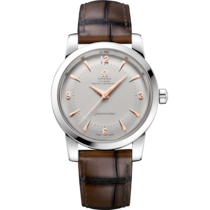 Grey dial watch on Platinum case with Leather strap - Seamaster 1948 38 mm, platinum on leather strap - 511.93.38.20.99.002
