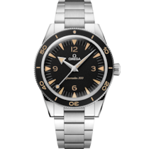 Uhr mit Schwarz Zifferblatt auf Stahl Gehäuse mit Edelstahlarmband bracelet - Seamaster 300 41 mm, Stahl mit Stahlband - 234.30.41.21.01.001