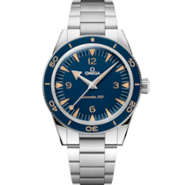 Uhr mit Blau Zifferblatt auf Stahl Gehäuse mit Edelstahlarmband bracelet - Seamaster 300 41 mm, Stahl mit Stahlband - 234.30.41.21.03.001