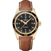Seamaster 300 41 mm, yellow gold on leather strap - 233.62.41.21.01.001