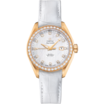 Seamaster 34 mm, yellow gold on leather strap - 231.58.34.20.55.001