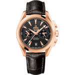 Seamaster 43 mm, ouro rosa em bracelete de pele - 231.53.43.52.06.001