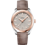 Seamaster 34 mm, steel - Sedna™ gold on leather strap - 220.23.34.20.06.001