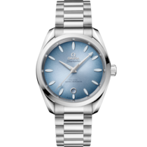 Uhr mit Blau Zifferblatt auf Stahl Gehäuse mit Edelstahlarmband bracelet - Seamaster Aqua Terra 150 M 38 mm, Stahl mit Stahlband - 220.10.38.20.03.004