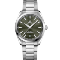 Uhr mit Grün Zifferblatt auf Stahl Gehäuse mit Edelstahlarmband bracelet - Seamaster Aqua Terra 150 M 38 mm, Edelstahl mit Edelstahlarmband - 220.10.38.20.10.003
