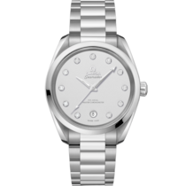 Uhr mit Silber Zifferblatt auf Stahl Gehäuse mit Edelstahlarmband bracelet - Seamaster Aqua Terra 150 M 38 mm, Stahl mit Stahlband - 220.10.38.20.52.001