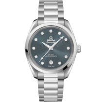 Uhr mit Blau Zifferblatt auf Stahl Gehäuse mit Edelstahlarmband bracelet - Seamaster Aqua Terra 150 M 38 mm, Stahl mit Stahlband - 220.10.38.20.53.001