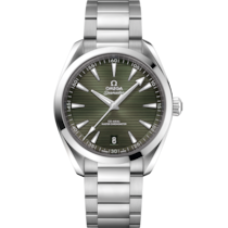 Uhr mit Grün Zifferblatt auf Stahl Gehäuse mit Edelstahlarmband bracelet - Seamaster Aqua Terra 150 M 41 mm, Stahl mit Stahlband - 220.10.41.21.10.001