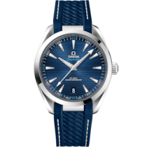 Blue dial watch on Steel case with Rubber strap - Seamaster Aqua Terra 150M 41 mm, steel on rubber strap - 220.12.41.21.03.001