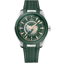 Reloj con esfera Verde en caja de Acero con  Pulsera de caucho bracelet - Seamaster Aqua Terra 150M 43 mm, acero con pulsera de caucho - 220.32.43.22.10.001