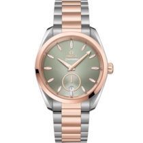 Green dial watch on Steel - Sedna™ gold case with Steel - Sedna™ gold bracelet - Seamaster Aqua Terra 150M 38 mm, steel - Sedna™ gold on steel - Sedna™ gold - 220.20.38.20.10.001
