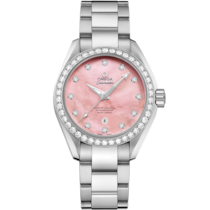 Pink dial watch on Steel case with Steel bracelet - Seamaster Aqua Terra 150M 34 mm, steel on steel - 231.15.34.20.57.003