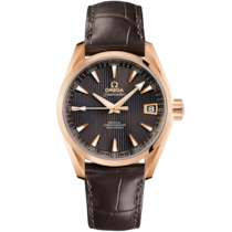 Grey dial watch on Red gold case with Leather strap - Seamaster Aqua Terra 150M 38.5 mm, red gold on leather strap - 231.53.39.21.06.001
