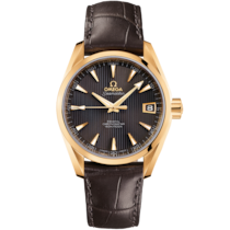 Grey dial watch on Yellow gold case with Leather strap - Seamaster Aqua Terra 150M 38.5 mm, yellow gold on leather strap - 231.53.39.21.06.002