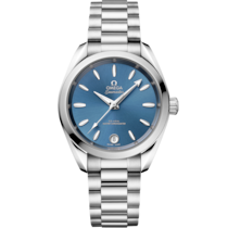 Uhr mit Blau Zifferblatt auf Stahl Gehäuse mit Edelstahlarmband bracelet - Seamaster Aqua Terra Shades 34 mm, Stahl mit Stahlband - 220.10.34.20.03.002