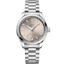 Linen dial watch on Steel case with Steel bracelet - Seamaster Aqua Terra Shades 34 mm, steel on steel - 220.10.34.20.09.001
