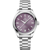 Uhr mit Violett Zifferblatt auf Stahl Gehäuse mit „Edelstahlarmband“ bracelet - Seamaster Aqua Terra Shades 34 mm, Stahl mit Stahlband - 220.10.34.20.10.002