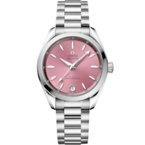 Pink dial watch on Steel case with Steel bracelet - Seamaster Aqua Terra Shades 34 mm, steel on steel - 220.10.34.20.10.003