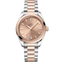 Uhr mit Pink Zifferblatt auf Stahl - Sedna™-Gold Gehäuse mit Stahl- und Sedna™-Goldband bracelet - Seamaster Aqua Terra Shades 34 mm, Stahl - Sedna™-Gold mit Stahl- und Sedna™-Goldband - 220.20.34.20.10.001