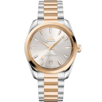 Silver dial watch on steel - Moonshine™ gold case with steel - Moonshine™ gold bracelet - Seamaster Aqua Terra Shades 38 mm, steel - Moonshine™ gold on steel - Moonshine™ gold - 220.20.38.20.02.002