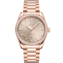 Uhr mit Leinen Zifferblatt auf Sedna™-gold Gehäuse mit Sedna™-goldband bracelet - Seamaster Aqua Terra Shades 38 mm, Sedna™-gold mit Sedna™-goldband - 220.55.38.20.09.001