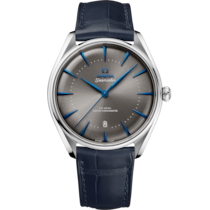 Grey dial watch on Steel case with Leather strap - Seamaster Boutique Editions 39.5 mm, steel on leather strap - 511.13.40.20.06.003