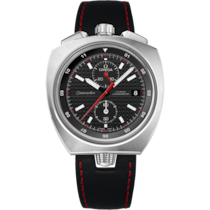 Uhr mit Schwarz Zifferblatt auf Stahl Gehäuse mit Lederarmband bracelet - Seamaster Bullhead 43 mm, Stahl mit Lederarmband - 225.12.43.50.01.001