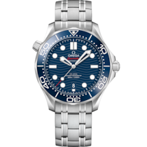 Uhr mit Blau Zifferblatt auf Stahl Gehäuse mit Stahlband bracelet - Seamaster Diver 300M 42 mm, stahl mit stahlband - 210.30.42.20.03.001