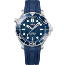 Seamaster Diver 300M 42 มม., สตีล บน สายนาฬิกายาง - 210.32.42.20.03.001