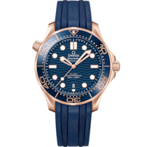 Blue dial watch on Sedna™ gold case with Rubber strap - Seamaster Diver 300M 42 mm, Sedna™ gold on rubber strap - 210.62.42.20.03.001