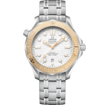 Uhr mit Weiss Zifferblatt auf Stahl Gehäuse mit Edelstahlarmband bracelet - Seamaster Diver 300M 42 mm, Stahl mit Stahlband - 522.21.42.20.04.001