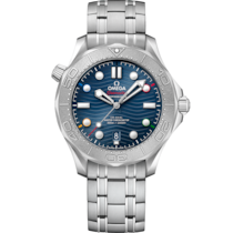 Uhr mit Blau Zifferblatt auf Stahl Gehäuse mit Stahlband bracelet - Seamaster Diver 300M 42 mm, stahl mit stahlband - 522.30.42.20.03.001