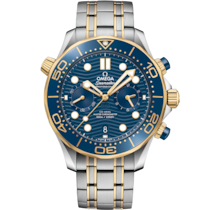 Blue dial watch on Steel - yellow gold case with Steel - yellow gold bracelet - Seamaster Diver 300M 44 mm, steel - yellow gold on steel - yellow gold - 210.20.44.51.03.001