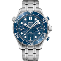 Blue dial watch on Steel case with Steel bracelet - Seamaster Diver 300M 44 mm, steel on steel - 210.30.44.51.03.001